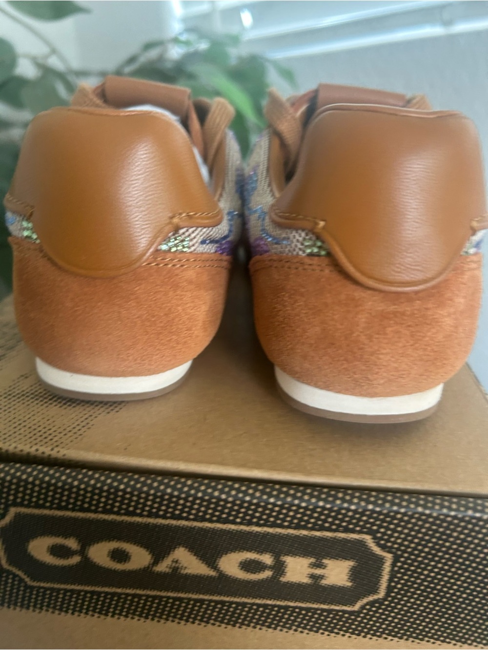 Coach Women's Tan Suede & Multicolor Signature Sneaker - Picture 5 of 6